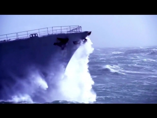 warship caught in a storm